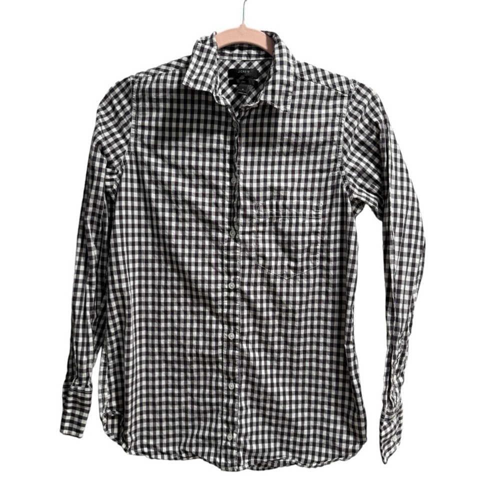 J. Crew Classic-fit Boy Shirt in Gingham, Purple/White size 2‎